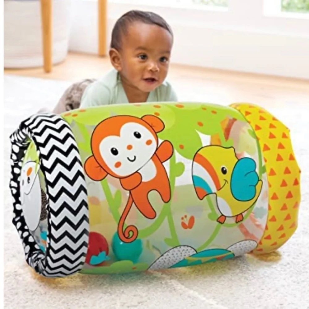 INFANTINO JUNGLE PEEK & ROLL JINGLE BALLS CRAWL INFLATABLE TOY FOR 6 MONTHS & UP